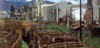 Devastated rail yards and buildings in Seoul, 1951.