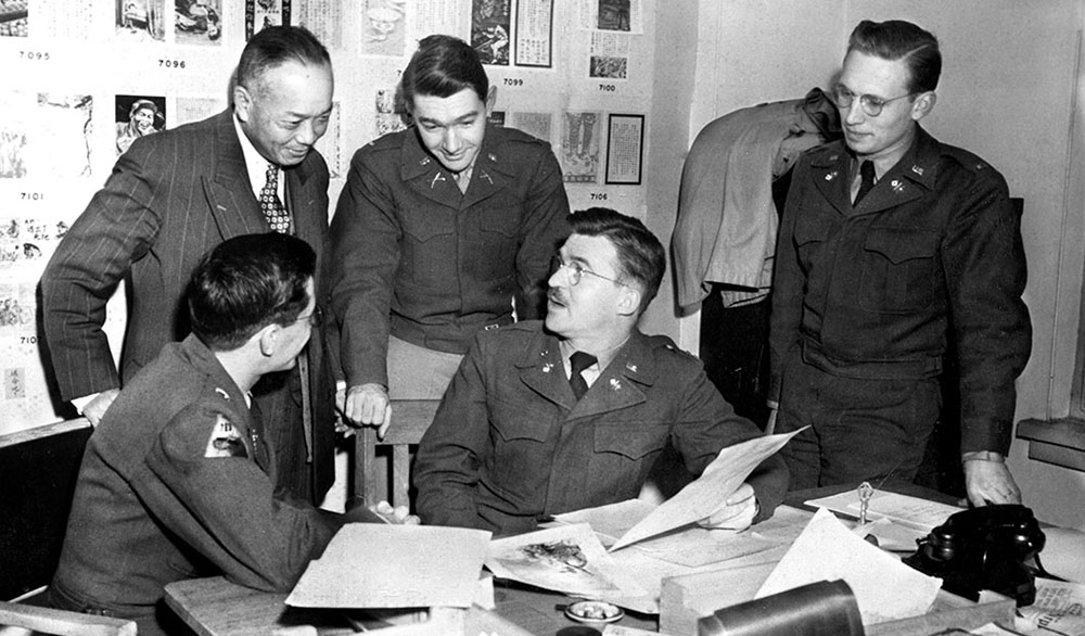 CPT Edward C. Janicek, 1st RB&L S-3 Operations Officer, provided guidance on the latest Psywar leaflet.