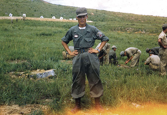 Guerrilla leader oversees weapons training on one of the western islands.