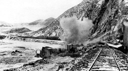 Collapsing railroad bridges disrupted traffic for weeks.