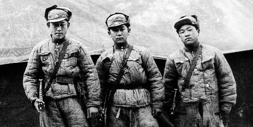 Three CCF POW &ldquo;TURNCOAT&rdquo; agents pose with weapons and uniforms appropriate for the season.