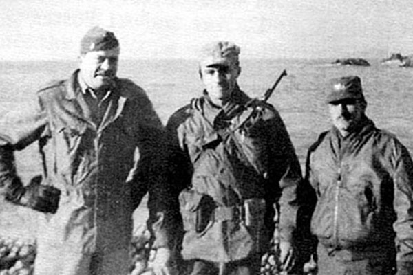 USMC 1LT Thomas L. Curtis, UDT LTJG George C. Atcheson, III, and SFC James C. &lsquo;Joe&rsquo; Pagnella, JACK advisors to SMG on Yong-do.