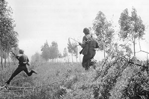 A FSSF patrol breaks contact after a successful ambush at Anzio 14 April 1944.