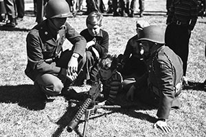 Force members show a Browning M-1919A4 machine gun to the community in Helena.