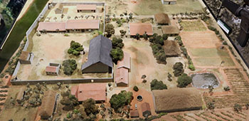 Model of the Son Tay POW complex. American POWs were confined in the walled compound to the left.