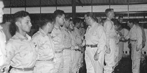 Captain Ralph Puckett Jr. is awarded first Lancero badge by Brigadier General Rafael Navas Pardo.